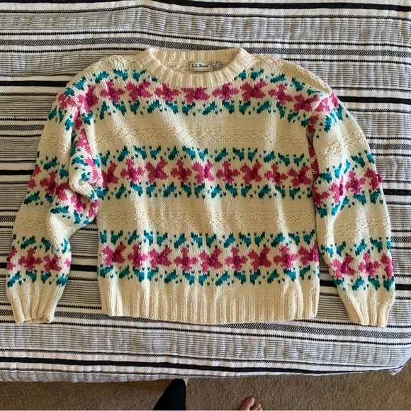 L.L. Bean Fair Isle Cable Knit Sweater - Picture 9 of 12